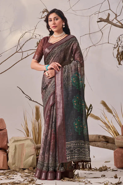 Stunning Patola Linen Cotton Saree - Festive Wear for Women