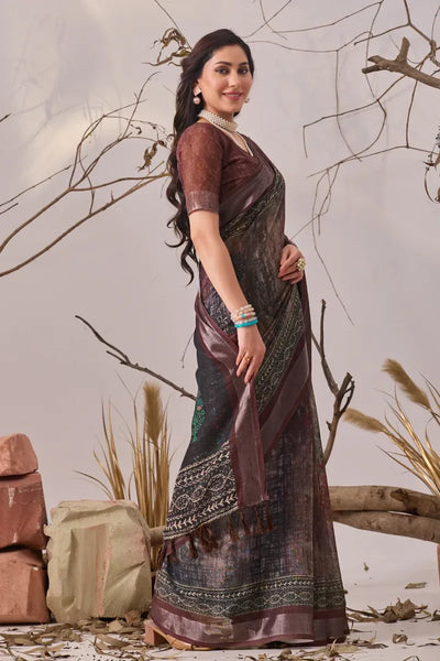 Stunning Patola Linen Cotton Saree - Festive Wear for Women