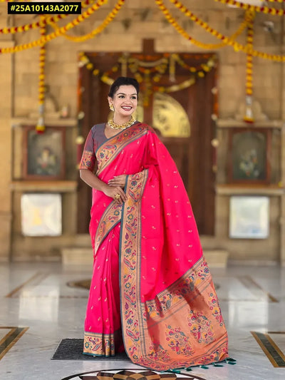 Stunning Pethani Silk Saree - Meenakari Zari Weaving for Festive Wear