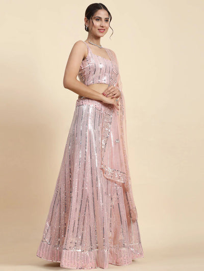 Stunning Pink Sequin Lehenga Choli - Festive Wedding Wear for Women