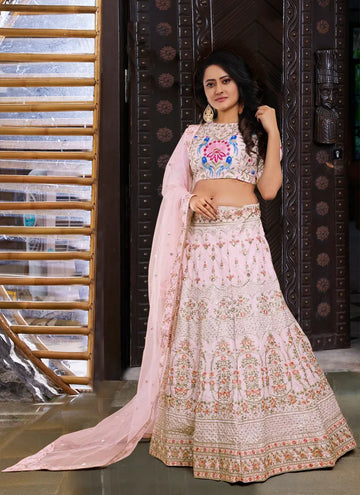 Stunning Pink Silk Lehenga - Sequin & Embroidery Work for Wedding Wear