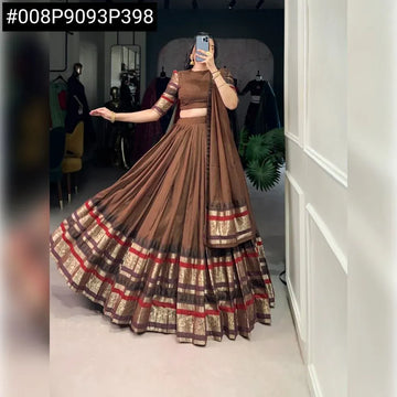 Stunning Pure Chanderi Lehenga Choli - Zari Weaving for Festive Elegance