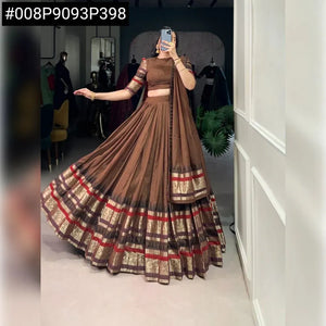 Stunning Pure Chanderi Lehenga Choli - Zari Weaving for Festive Elegance