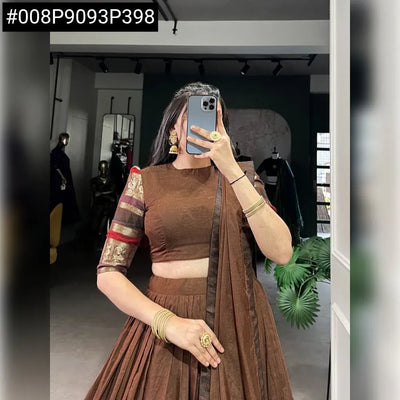 Stunning Pure Chanderi Lehenga Choli - Zari Weaving for Festive Elegance