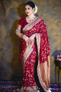 Stunning Pure Khaddi Georgette Saree - Sabyasachi Scallop Border for Bridal Wear