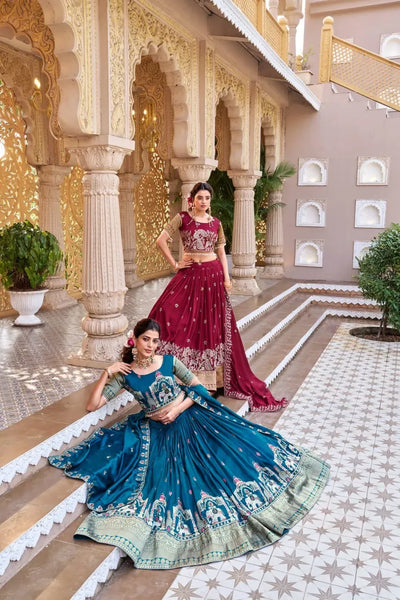 Stunning Pure Vichitra Lehenga Choli - Heavy Embroidery Festive Wear for Women