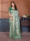 Stunning Rama Cotton Spun Saree - Jaquard Zari Weaving for Women