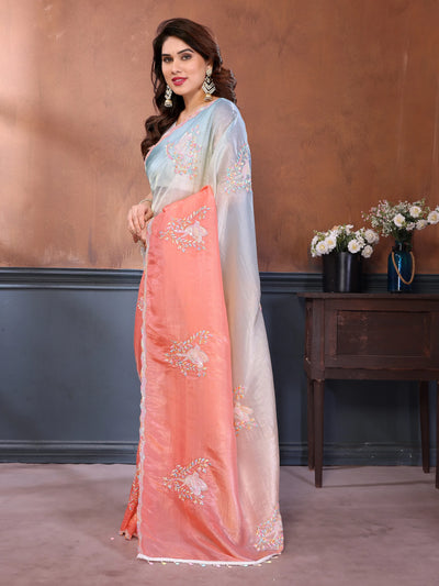 Stunning Rama Gold Crush Saree - Exquisite Embroidery for Festive & Party Wear