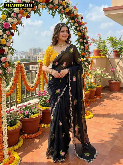 Stunning Rangoli Silk Saree - Embroidered with Real Mirror Work for Festive Wear