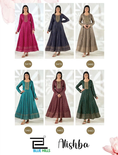 Stunning Rayon Anarkali Gown with Full Sleeve - Elegant Foil Print Festive Wear for Women