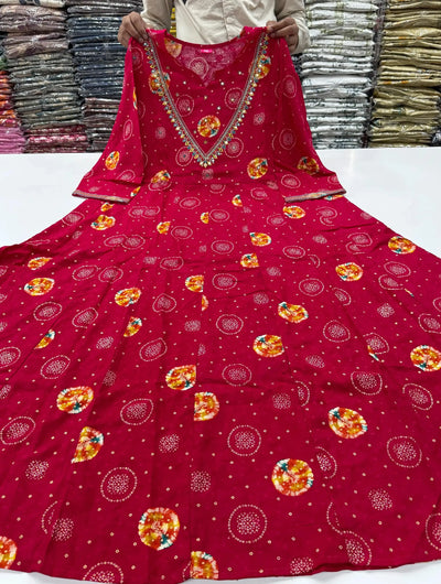 Stunning Rayon Anarkali Kurti - Plus Size Festive Wear for Women