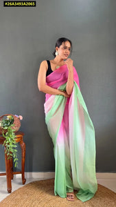 Premium Ombre Ready-to-Wear 1-Minute Saree with Bangalori Blouse - Festive & Party Wear