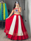 Stunning Red & White Chaniya Choli Set - Festive Wear for Navratri & Garba Nights