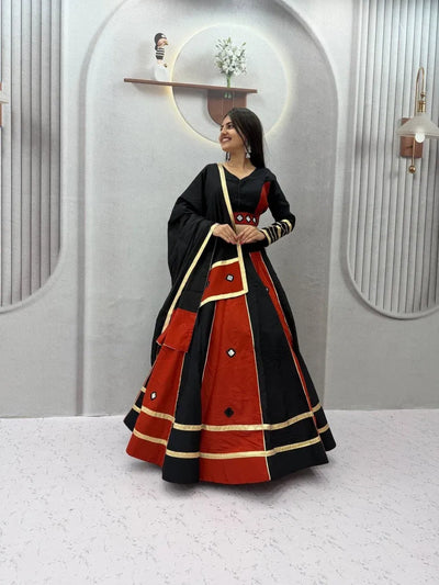 Stunning Roman Silk Lehenga - Heavy Mirror Work Festive Wear for Women