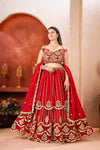 Premium Royal Red Faux Georgette Bridal Lehenga Choli with Heavy Zari and Sequin Embroidery