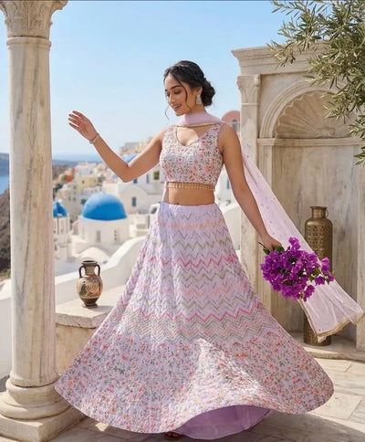 Stunning Satin Lehenga Choli - Heavy Sequence Wedding Wear for Women