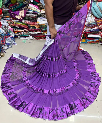 Stunning Satin Patta Saree - Smooth Drape for Party Wear Women