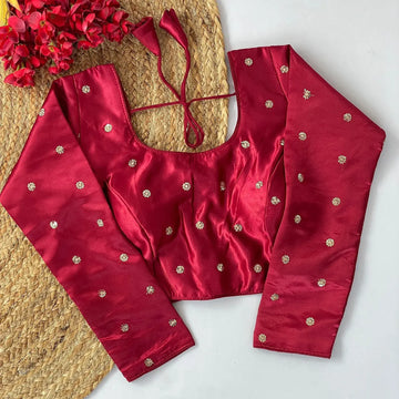 Stunning Satin Silk Blouse - Jari & Sequence Full Sleeve for Women