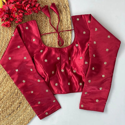 Stunning Satin Silk Blouse - Jari & Sequence Full Sleeve for Women