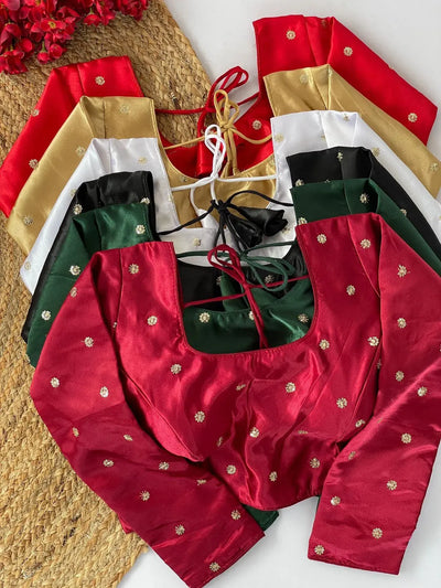 Stunning Satin Silk Blouse - Jari & Sequence Full Sleeve for Women