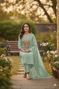 Stunning See Green Designer Suit Set - Glamorous Festival Wear for Women