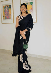 Stunning Semi Gajji Silk Saree - Soft Ajrakh Print for Women