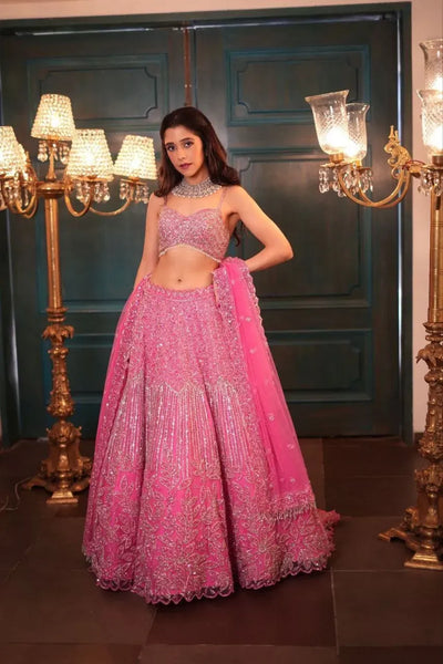 Stunning Sequin Lehenga with Heavy Cancan for Wedding Wear
