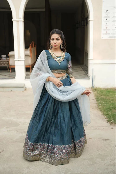 Stunning Shimmar Lehenga Choli - Zari Weaving Festive Wear for Women