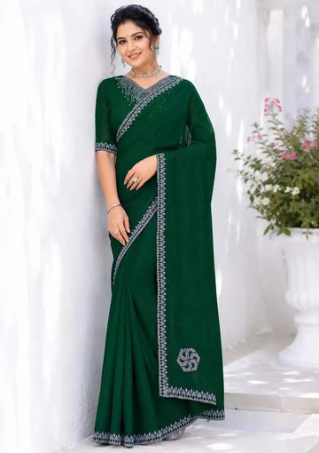 Stunning Simmar Silk Saree - Siroski Diamond Festive Wear