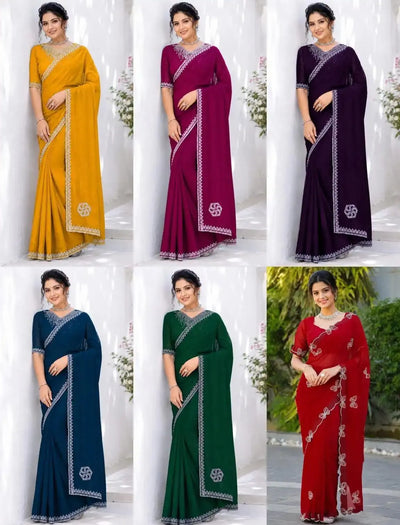 Stunning Simmar Silk Saree - Siroski Diamond Festive Wear