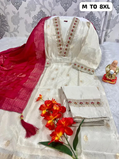 Stunning Simmer Jaquard Silk Kurta Set - Heavy Handwork for Wedding & Festive Wear