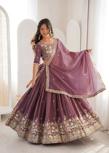 Stunning Simmer Silk Lehenga - Grand Flair & Sequin Work for Festive Wear