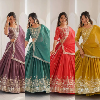 Stunning Simmer Silk Lehenga - Grand Flair & Sequin Work for Festive Wear