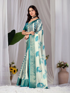 Stunning Soft Lichi Silk Saree - Designer Printed for Women's Festive Look