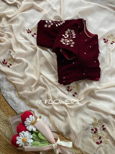 Stunning Soft Rangoli Silk Saree - Handwork Velvet Blouse for Festive & Wedding Wear