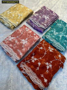 Stunning Soft Silk Saree - Sequin & Thread Work for Parties