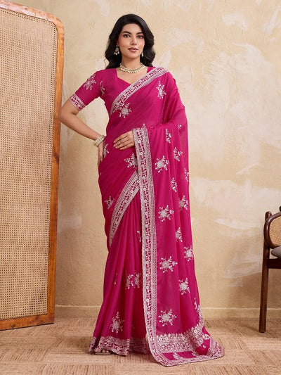 Stunning Soft Star Georgette Saree - Exquisite Embroidery for Party & Wedding Wear