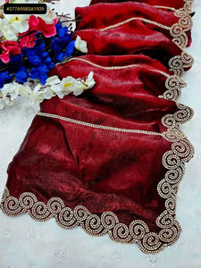Stunning Space Silk Saree - Designer Jarkhan Work for Festive Occasions