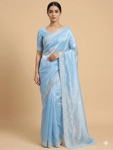 Stunning Space Silk Saree with Zarkan Diamond Work - Festive Wear for Women