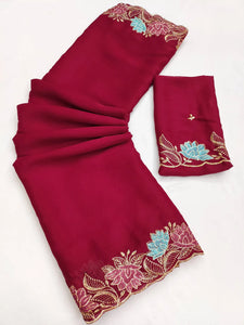 Stunning Star Georgette Saree - Intricate Embroidery Festive Wear for Women