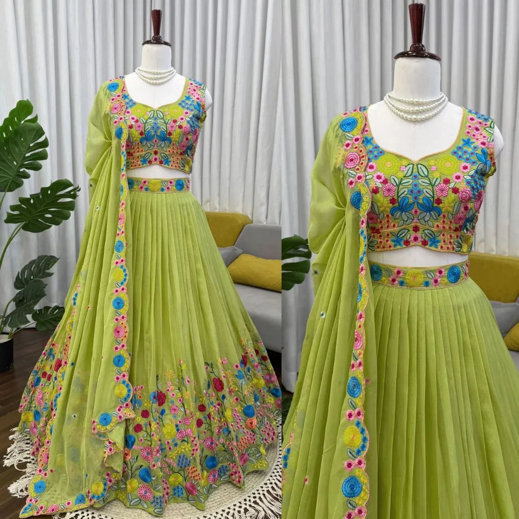 Premium Tabby Organza Lehenga Choli with Thread and Sequin Embroidery