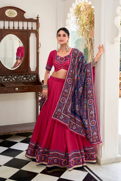 Stunning Tasar Silk Lehenga Choli - Gamthi Print Festive Wear for Women