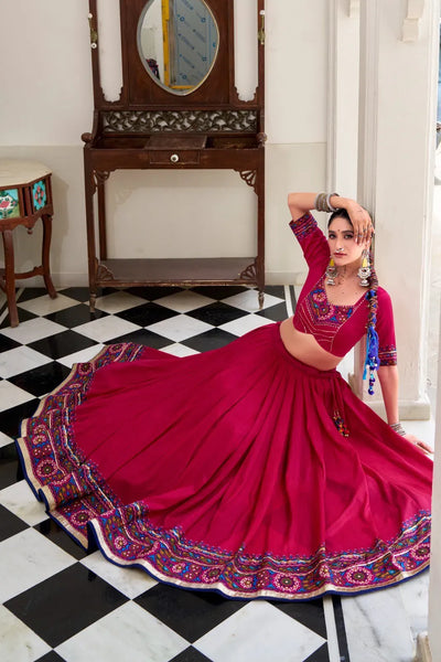 Stunning Tasar Silk Lehenga Choli - Gamthi Print Festive Wear for Women