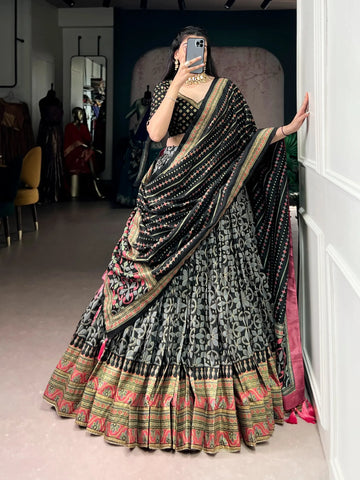 Stunning Tasar Silk Lehenga Choli - Iconic Sparkle & Flared Design for Festive & Wedding Wear