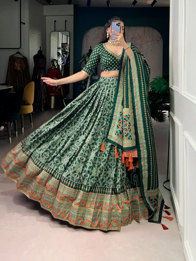 Stunning Tasar Silk Lehenga Choli - Iconic Sparkle & Flared Design for Festive & Wedding Wear