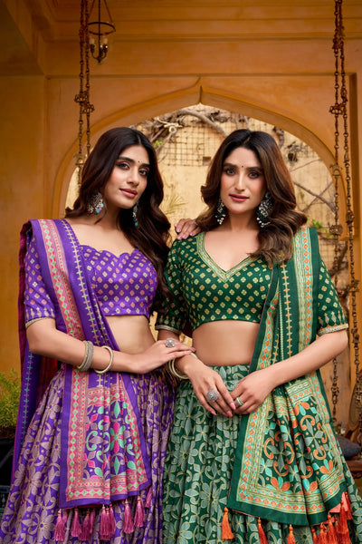 Stunning Tasar Silk Lehenga – Sparkle & Lace for Festivals