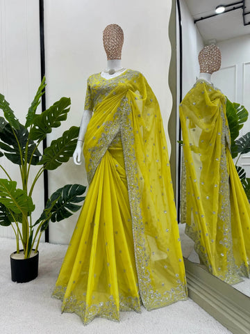 Stunning Tibby Silk Saree with Elegant Sequence Work for Women's Festive Wear