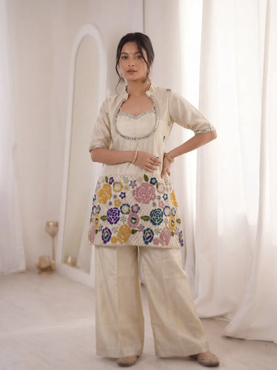 Stunning Tissue Silk Co-Ord Set - Heavy Mirror Work Festive Wear for Women