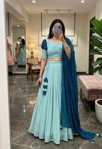 Stunning Tissue Silk Lehenga with Pleated Flare for Women