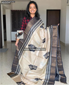 Stunning Tussar Silk Saree - Lightweight Temple Design for Festive Wear